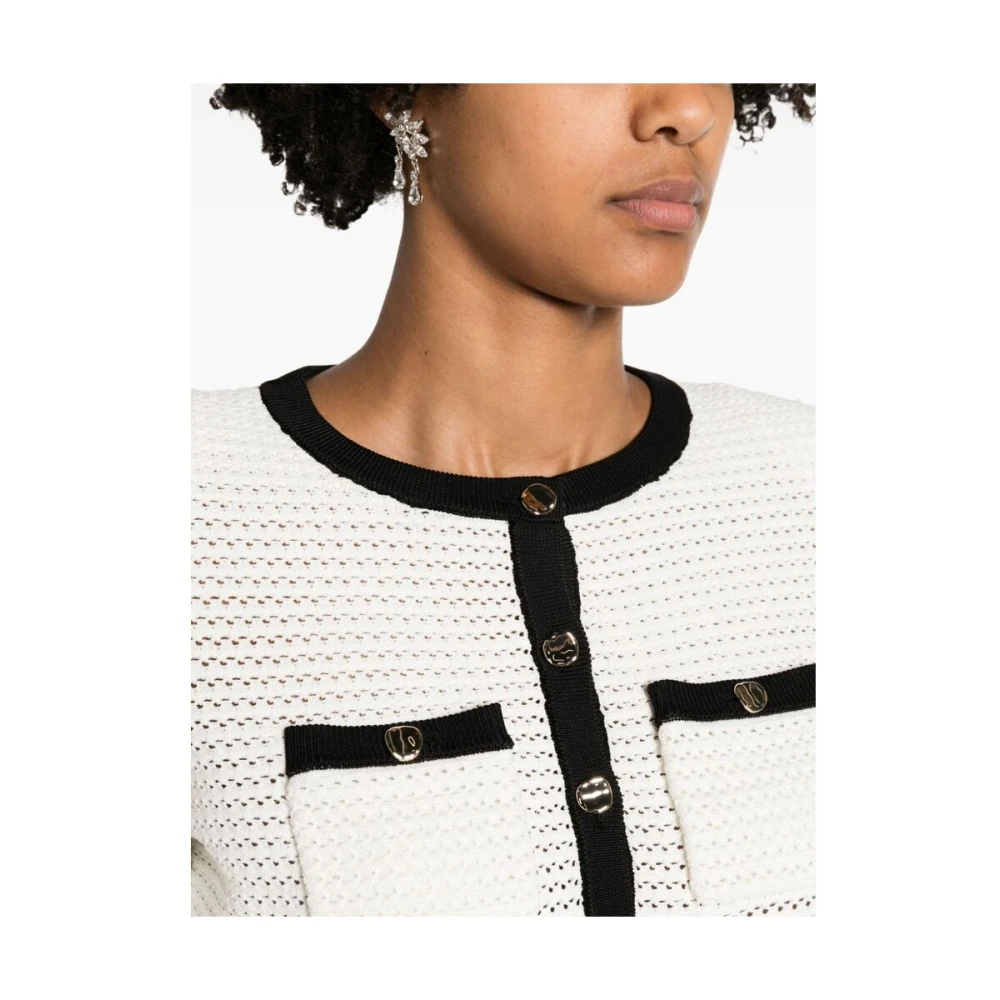 Self Portrait Pointelle Gebreid Vest White Dames