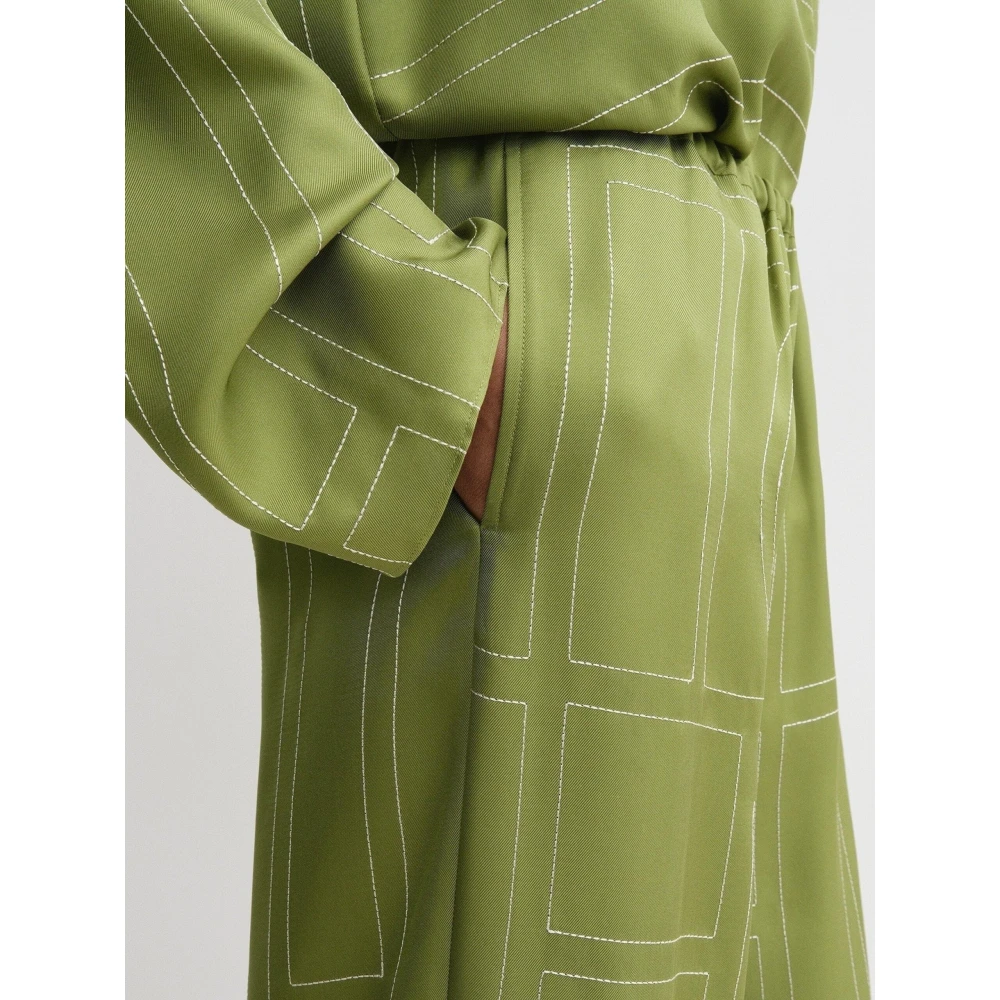 TotêMe Zijden Monogram PJ Broek Green Dames