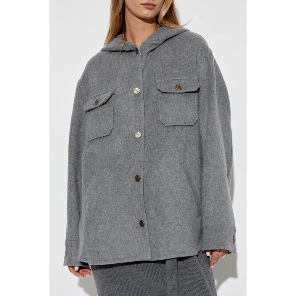 ETRO Wollen jas met capuchon Gray Dames