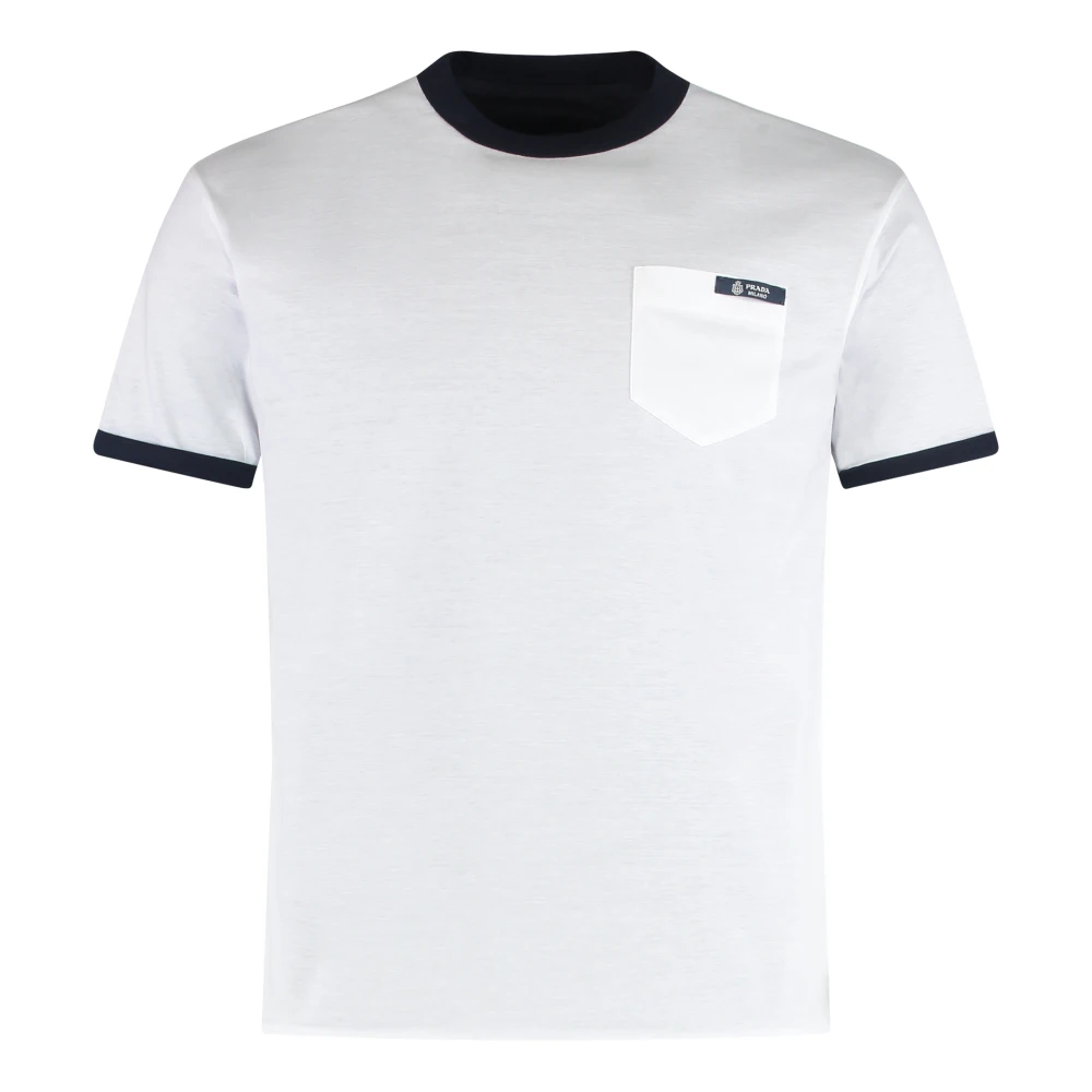 Prada Men's White T-Shirts, S, Reversible Cotton T-Shirt