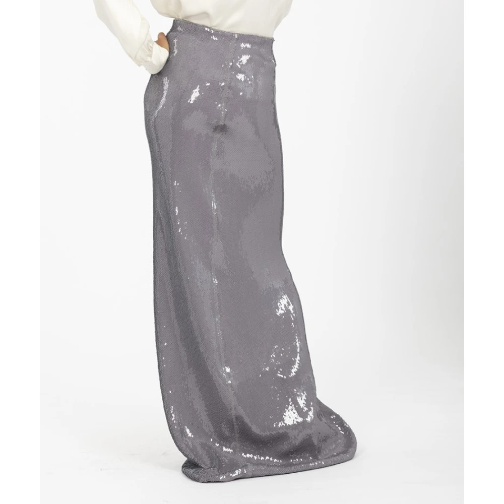 N21 Glanzende Lange Rok met Pailletten Gray Dames