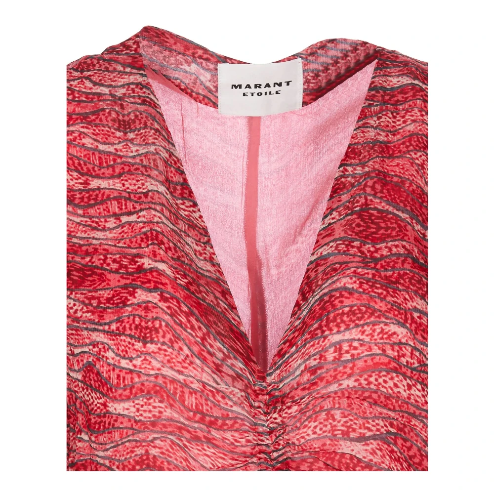 Isabel Marant Étoile Rode Chiffon Mini Jurk Grafische Print Red Dames