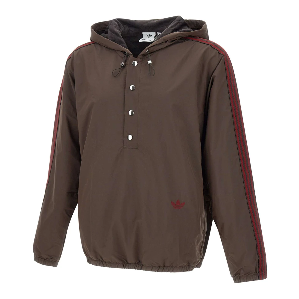 Adidas Chocolade Anorak Jas met Bourgondische Piping Brown Heren