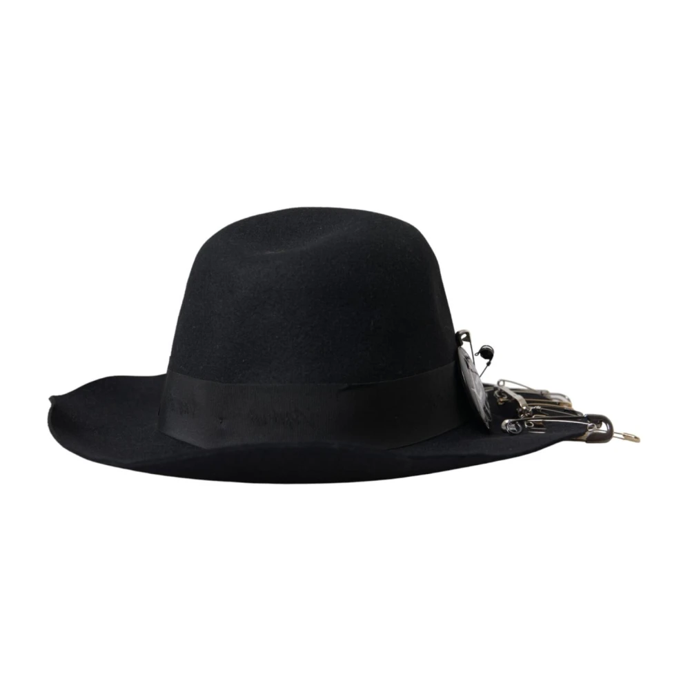 Dolce & Gabbana Zwarte Fedora Hoed Brede Rand Wol Black Heren