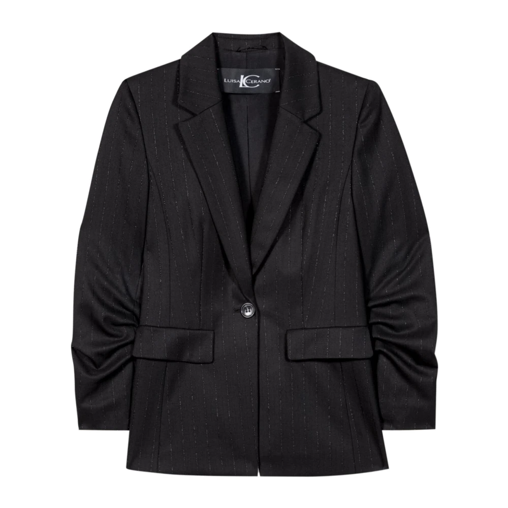 LUISA CERANO Blazer met Pinstripes en Enkele Knoop Black Dames