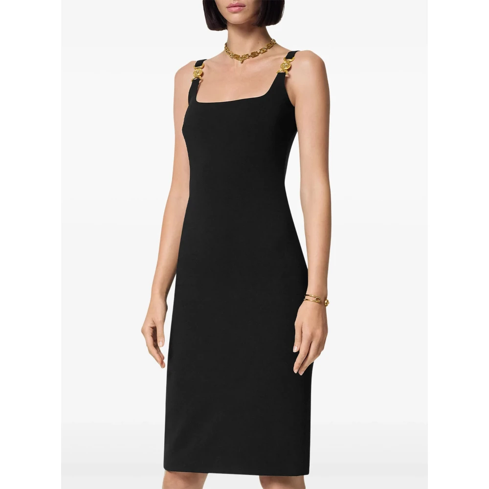Versace Elegante Zwarte Jurk Black Dames