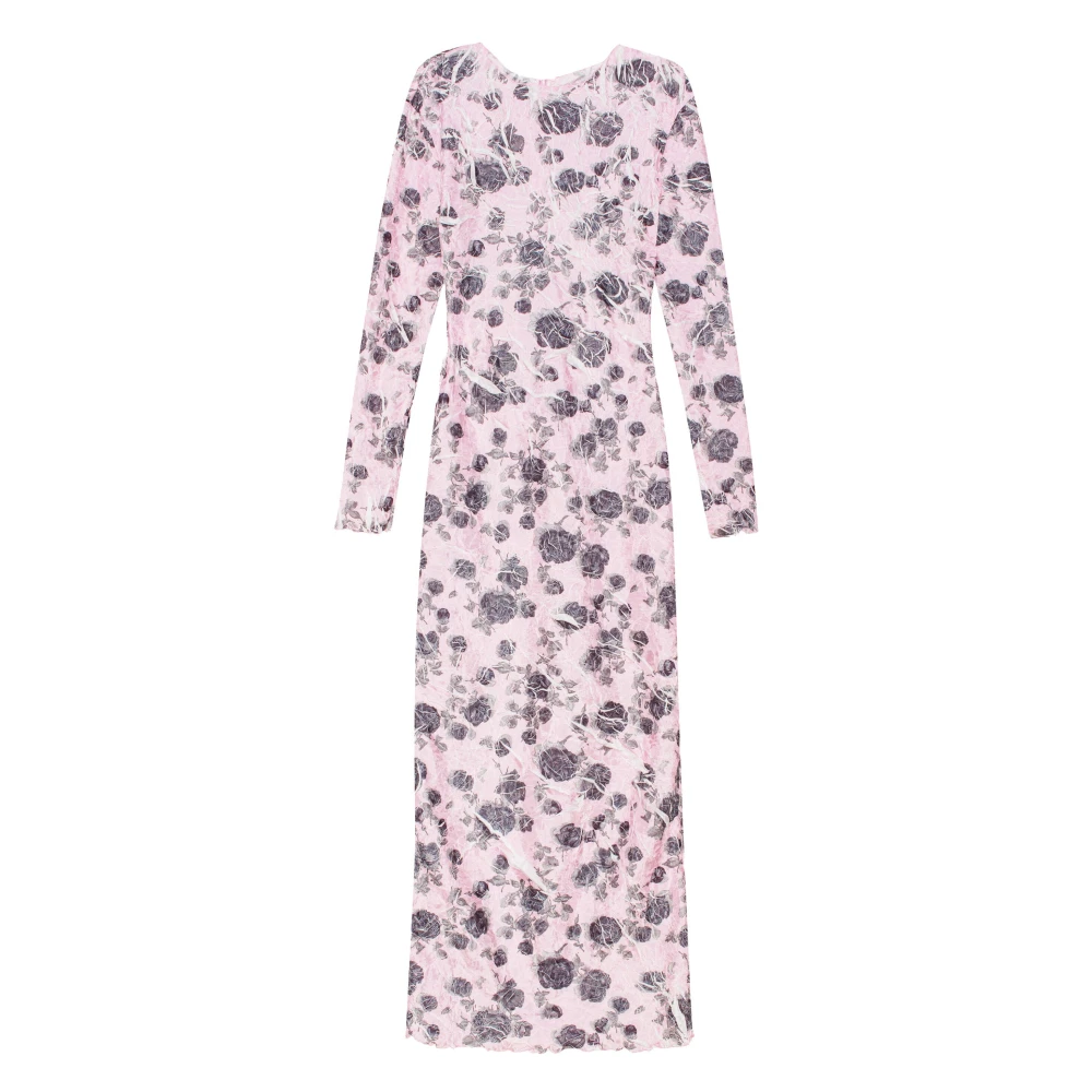 Ganni Roze Jurk met Hoge Split Multicolor Dames