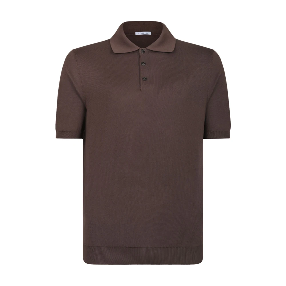 Malo Bruine Poloshirt met Korte Mouwen Brown Heren