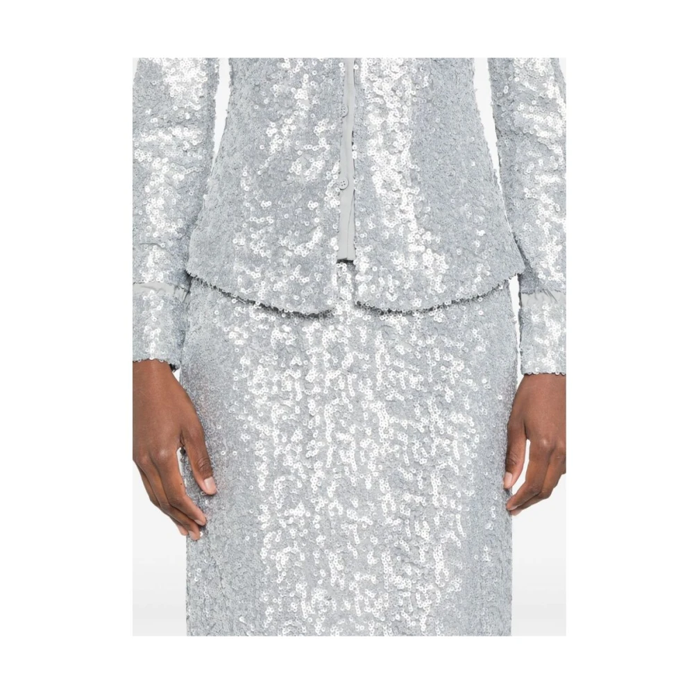 Stine Goya Pailletversierde Rok met Elastische Taille Gray Dames