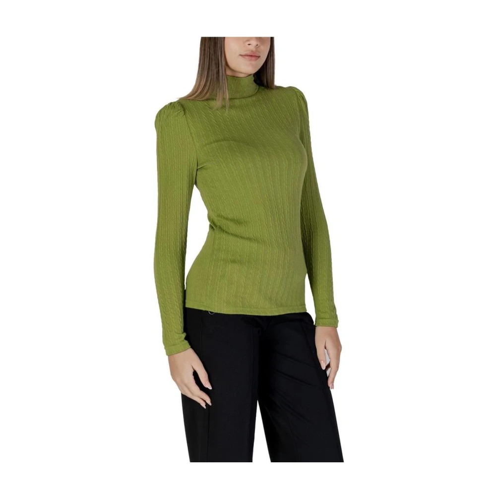 b.Young Groene Geribbelde Gebreide Sweater Top Green Dames