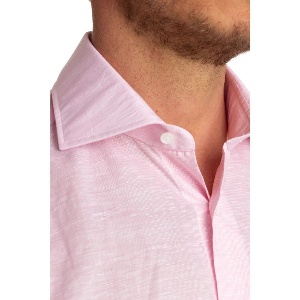 Barba Roze Linnen-Katoen Culto Shirt Pink Heren