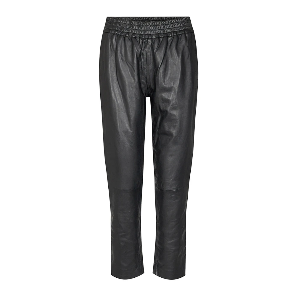 Co'Couture Zwarte leren cropped broek Shilohcc model Black Dames
