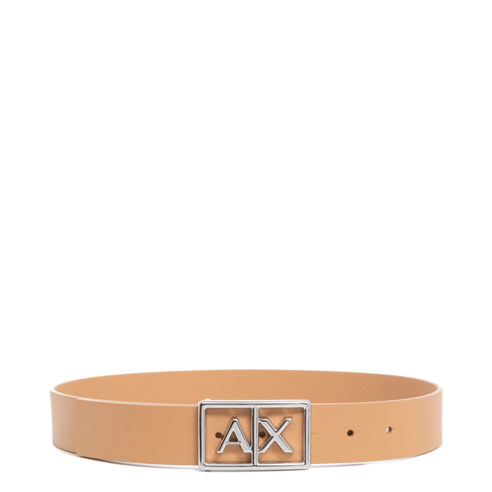 Armani Exchange Effen Omkeerbare Riem met Gespsluiting Beige Dames