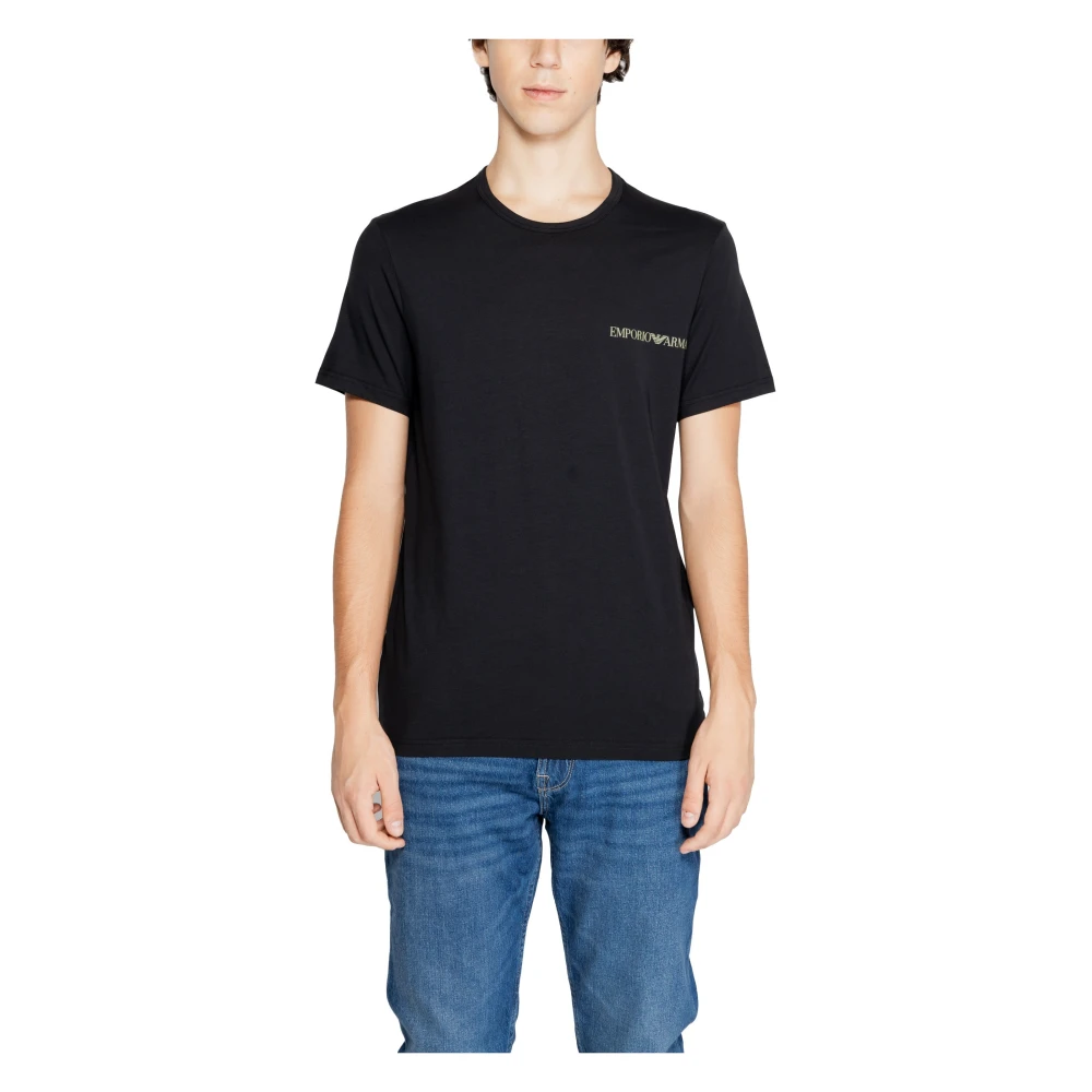 Emporio Armani Zwarte Katoenen T-shirt Korte Mouwen Black Heren