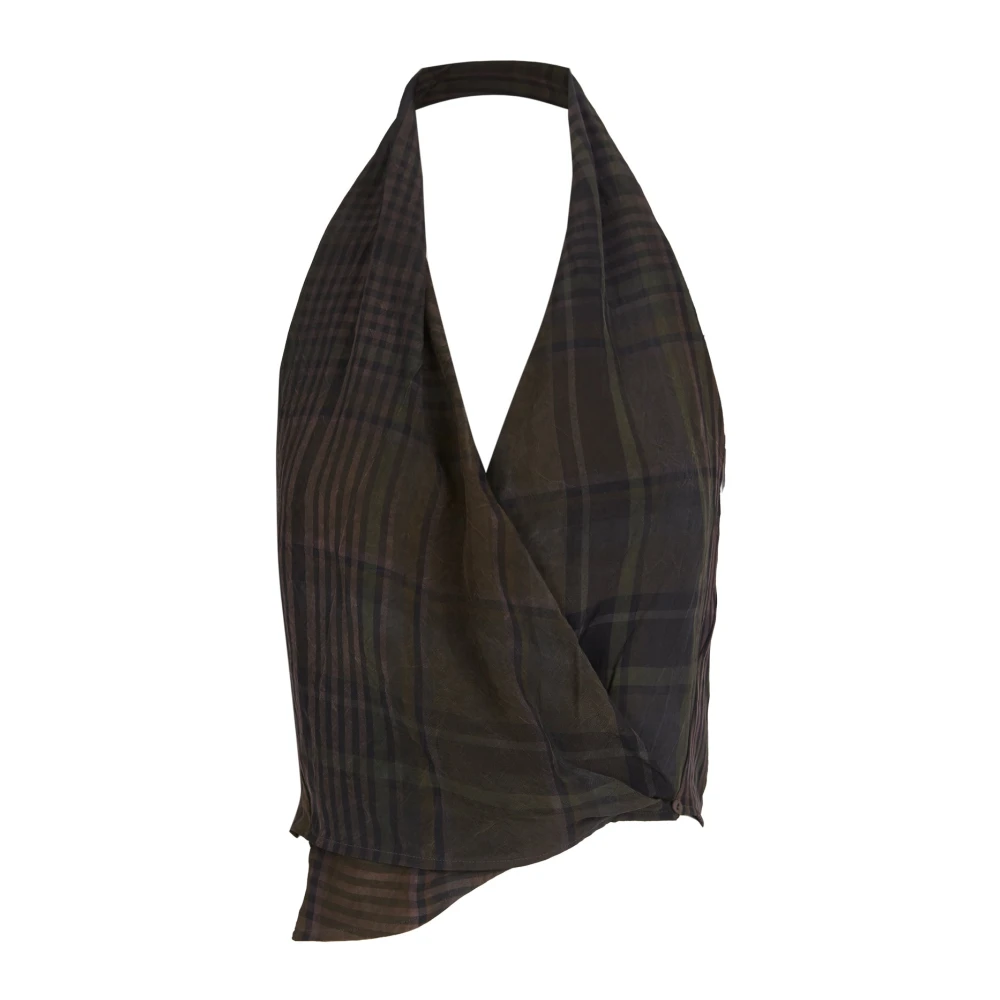 Cortana Women's Gray Sleeveless Tops, M, Halter Cross-Front Top