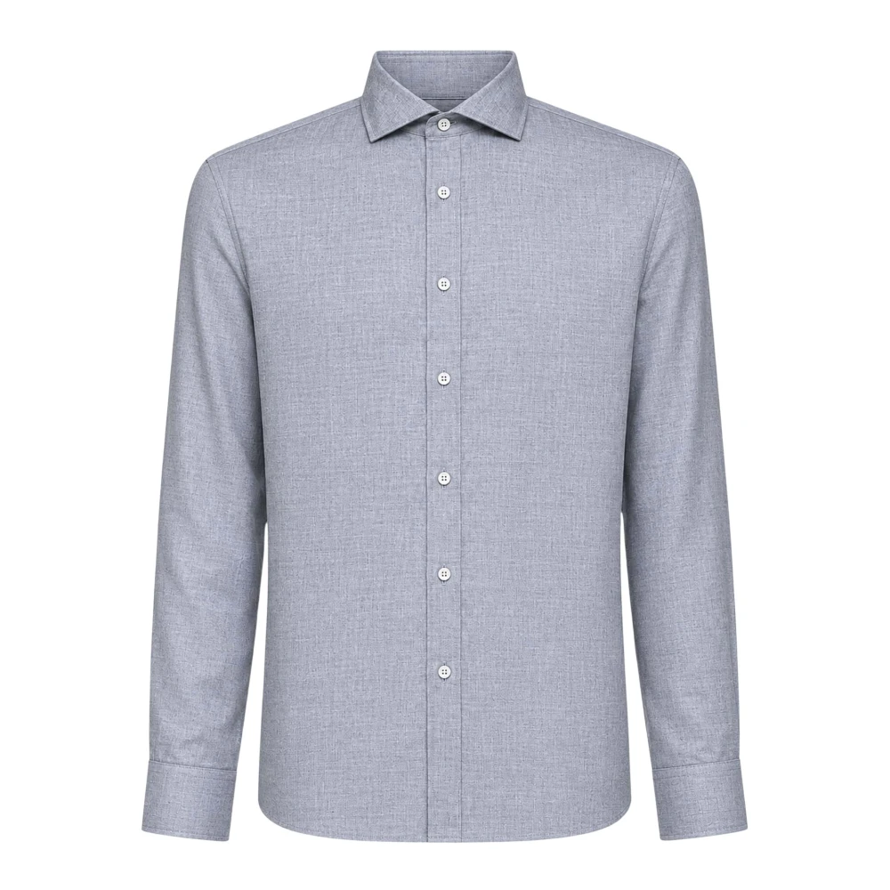 Brunello Cucinelli Men's Gray Casual Shirts, M, Button-Front Casual Shirt