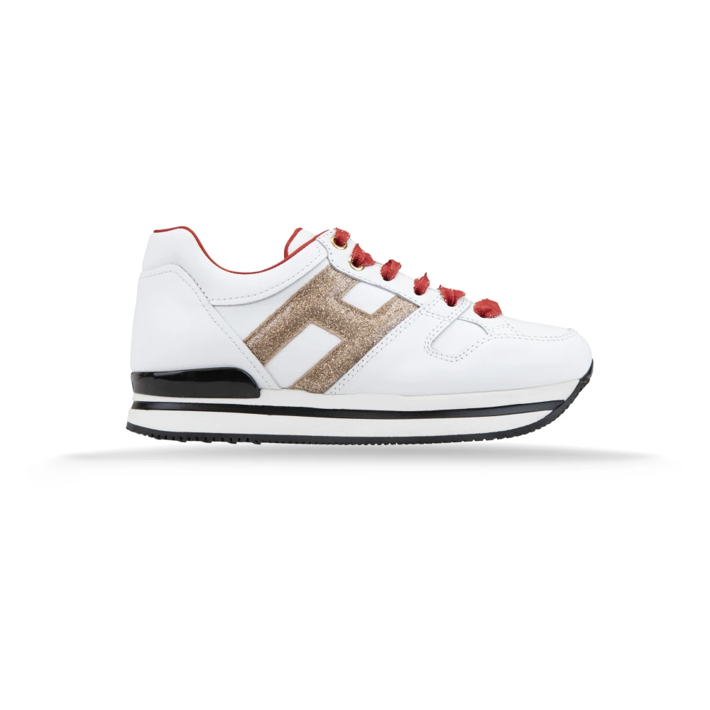 Hogan Leren Vetersneakers met Merkdetails Dames Schoenen Wit