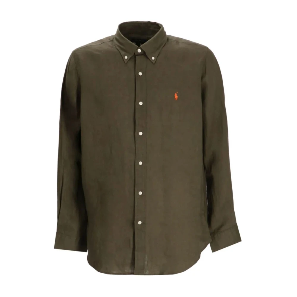 Polo Ralph Lauren Casual Groene Linnen Overhemd met Lange Mouwen Green Heren