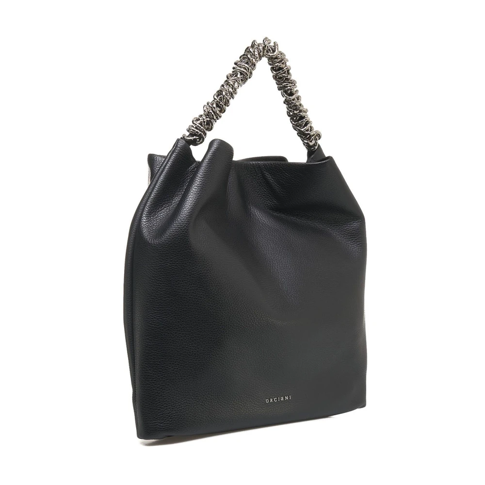 Orciani Zwarte Leren Shopper Tas Black Dames