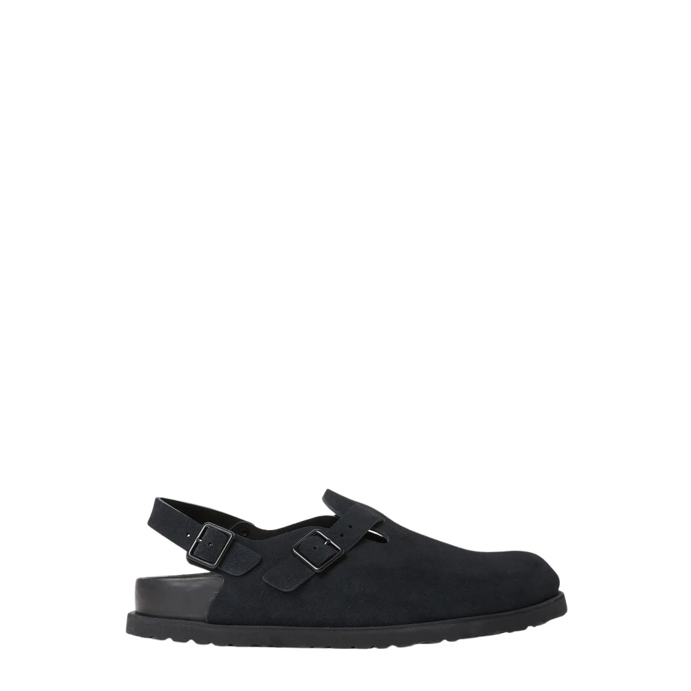 Birkenstock Suede Klompen met Ronde Neus Black Heren