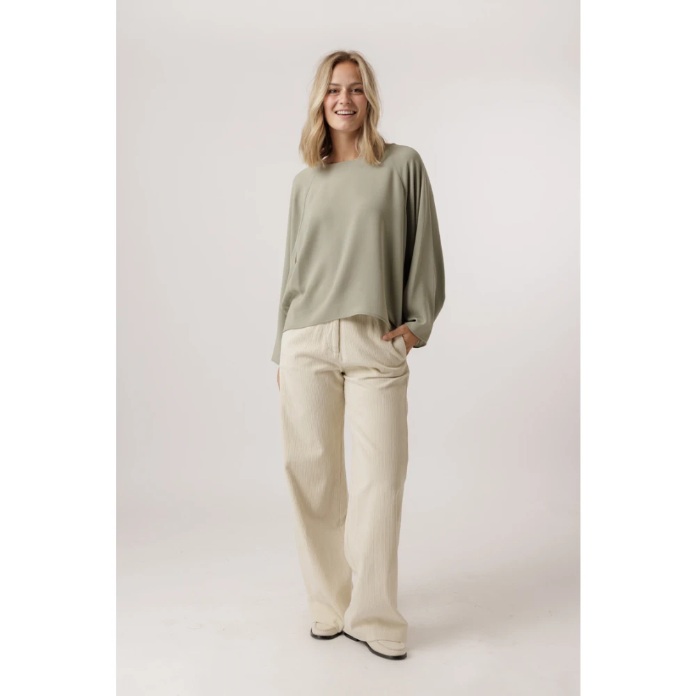 drykorn Groene Satijnen Batwing Blouse Green Dames