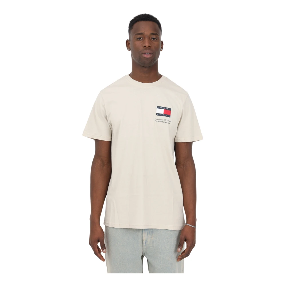Tommy Jeans Heren Polo & T-shirts Slim Essential Flag Tee Beige Heren