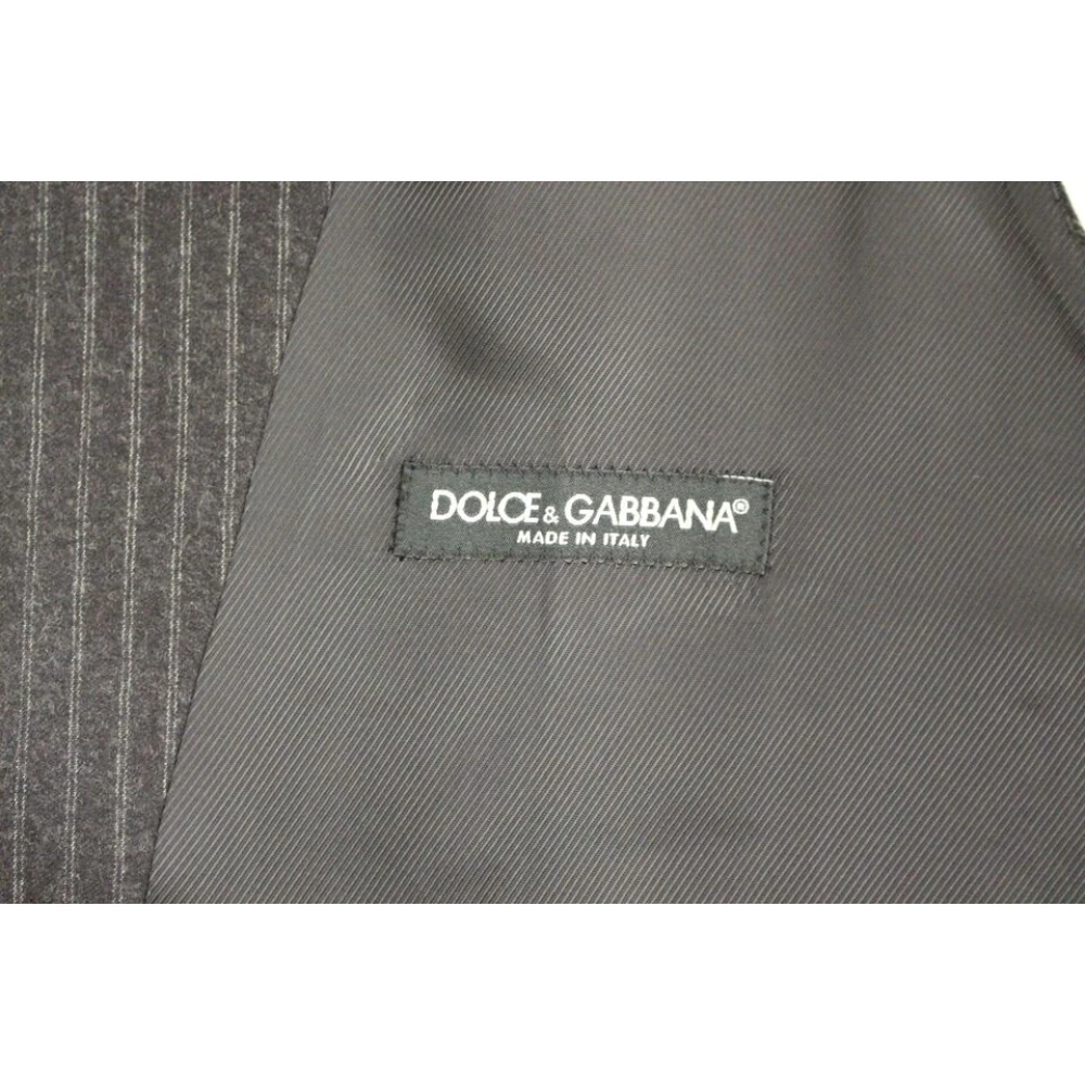 Dolce & Gabbana Grijs Gestreepte Wollen Jurk Vest Gray Heren