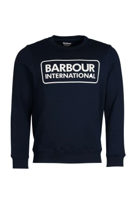 Marinbl? Sweatshirt med Stor Logotyp - Klassisk Stil