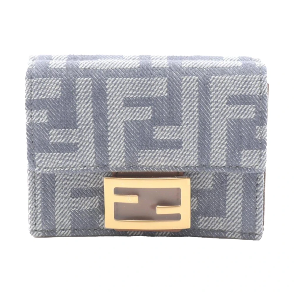 Fendi Vintage Women's Gray Pre-Owned Ff Jacquard Tri-Fold Wallet