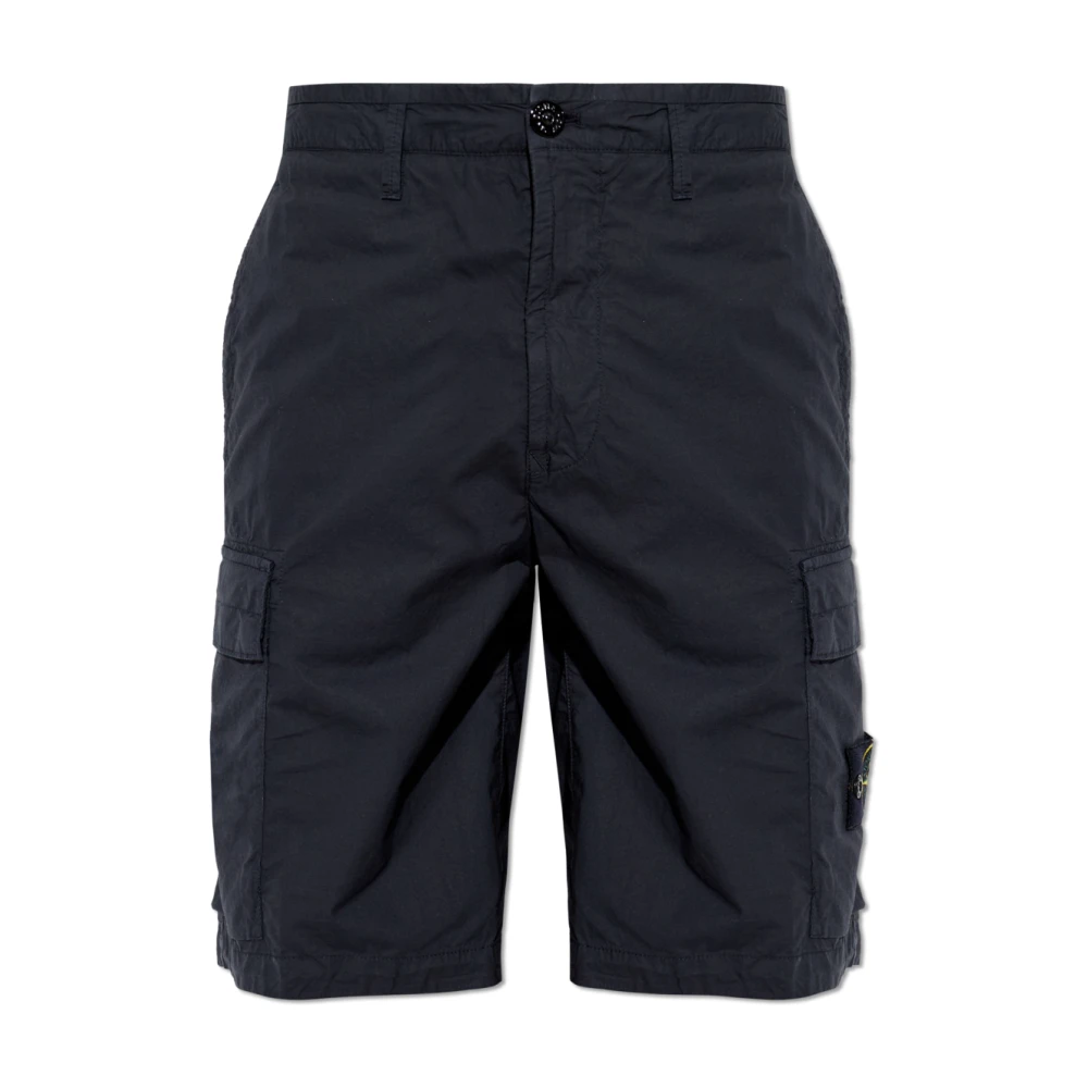 Stone Island Black Casual Shorts, Male, W29, Cotton Cargo Shorts