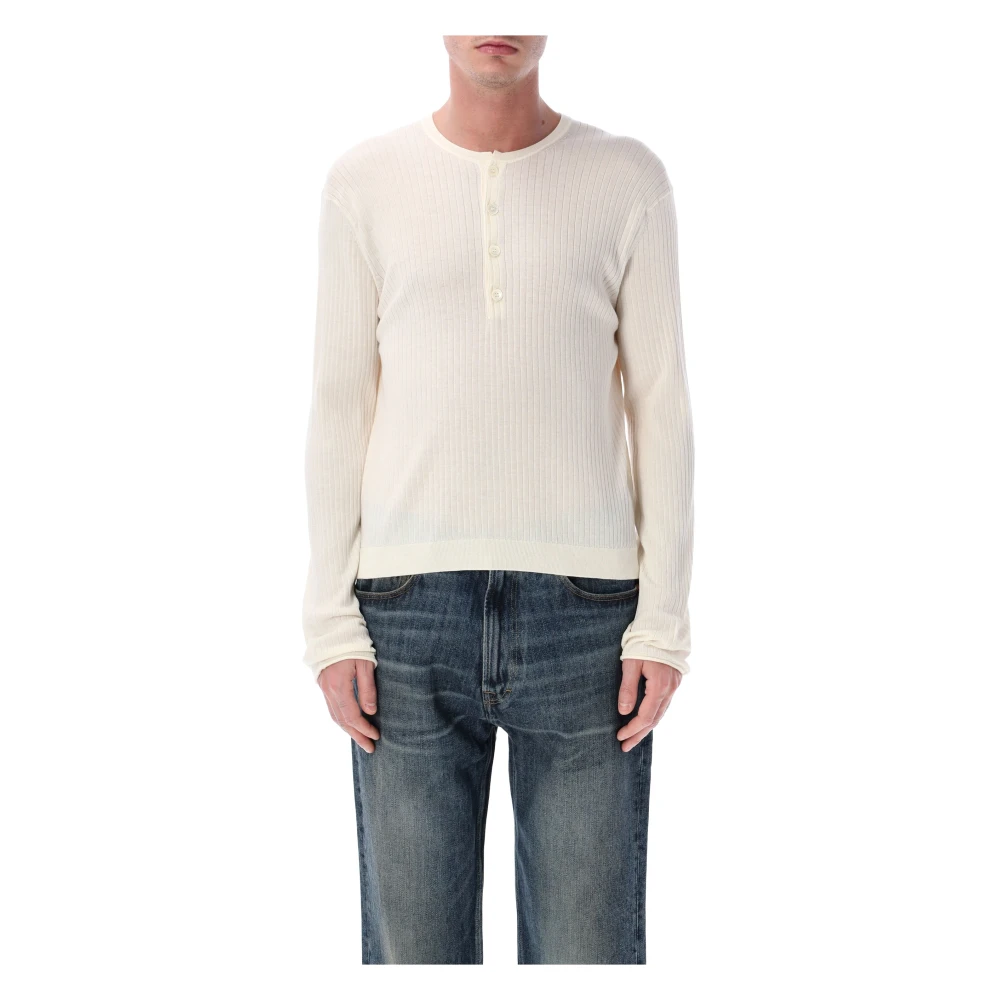 Our Legacy Men's White Fine Henley