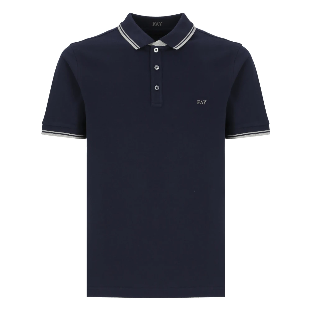 Fay Blauw Poloshirt met Geborduurd Logo Blue Heren