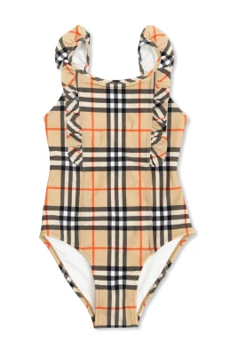 Ruffle Trim Check Swimsuit