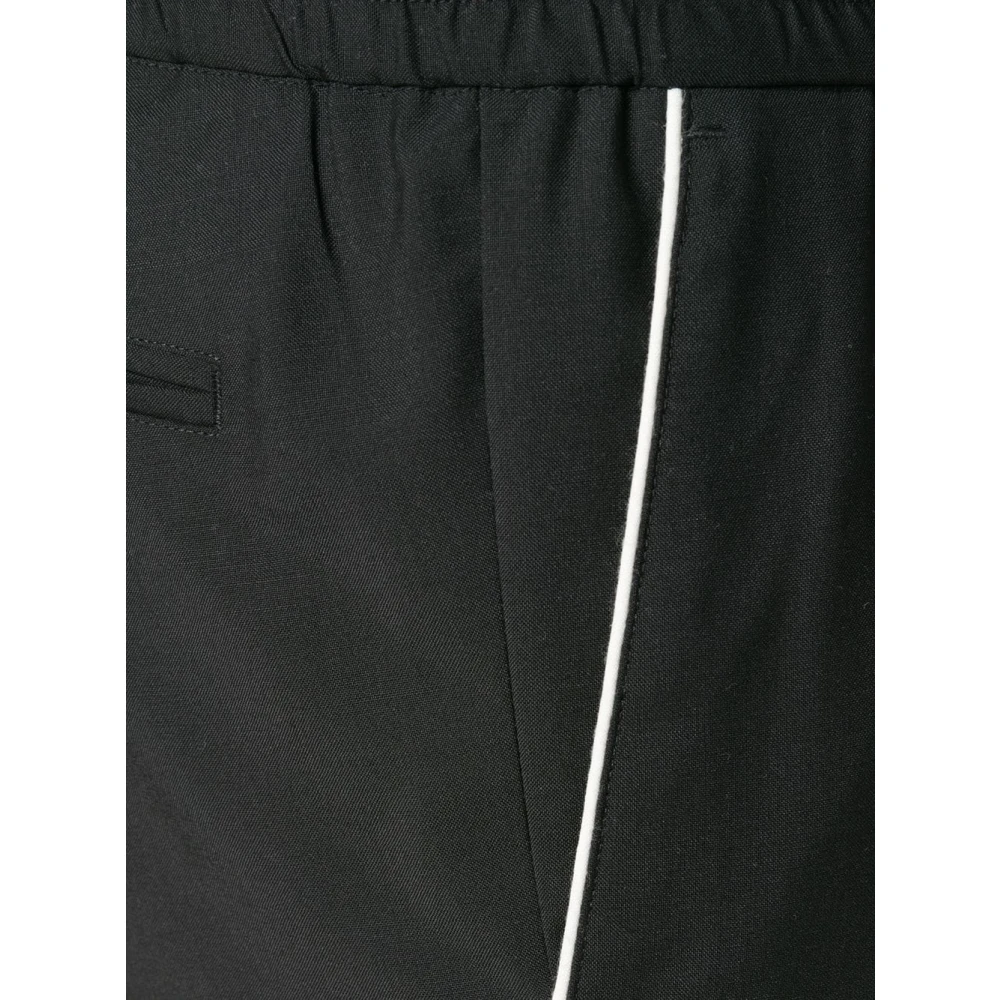 Valentino Garavani Zwarte Wol Mohair Broek met Piping Black Heren