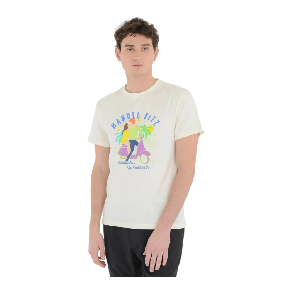 Manuel Ritz Korte Mouw T-shirt Beige Heren