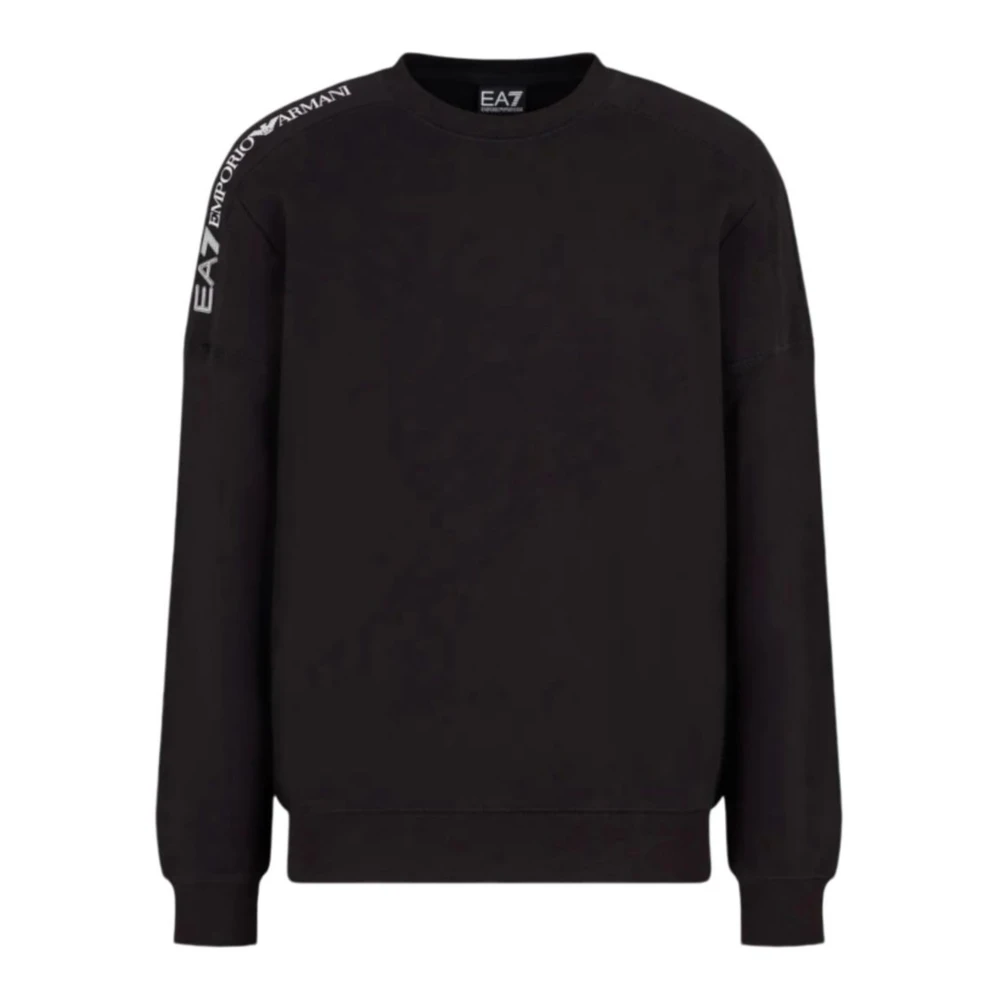 Emporio Armani EA7 Herr Crewneck Logo Sweatshirt Svart Black, Herr