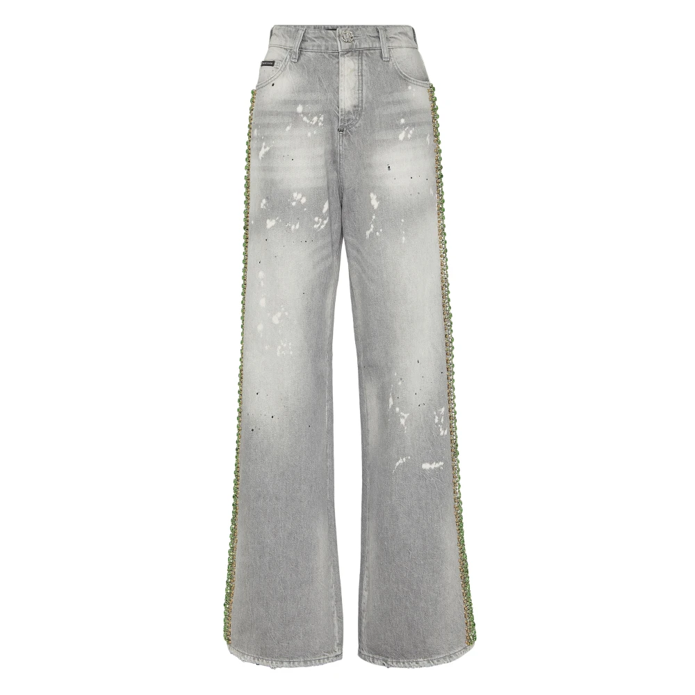 Philipp Plein Vrouw Grijs Jeans Dames, W24, Wide Jeans
