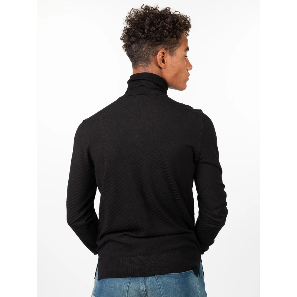 Emporio Armani Diagonaal Patroon Coltrui Black Heren