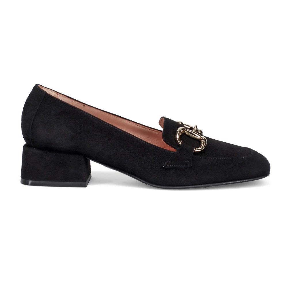 Elegante svarte semskede sko med firkantet tå
