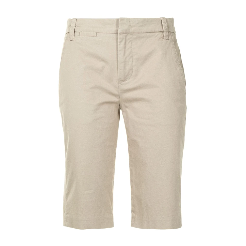 Vince Casual Beige Katoen Elastaan Shorts Beige Dames