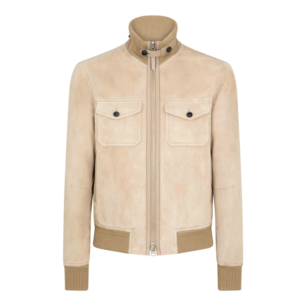 Tom Ford Beige Suede Bomber Jacket Beige, Herr