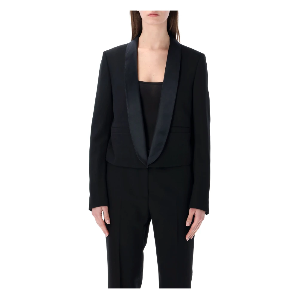Tom Ford Women's Black Blazers, Xs, Single-Breasted Shawl Lapel Cropped Tuxedo Jacket