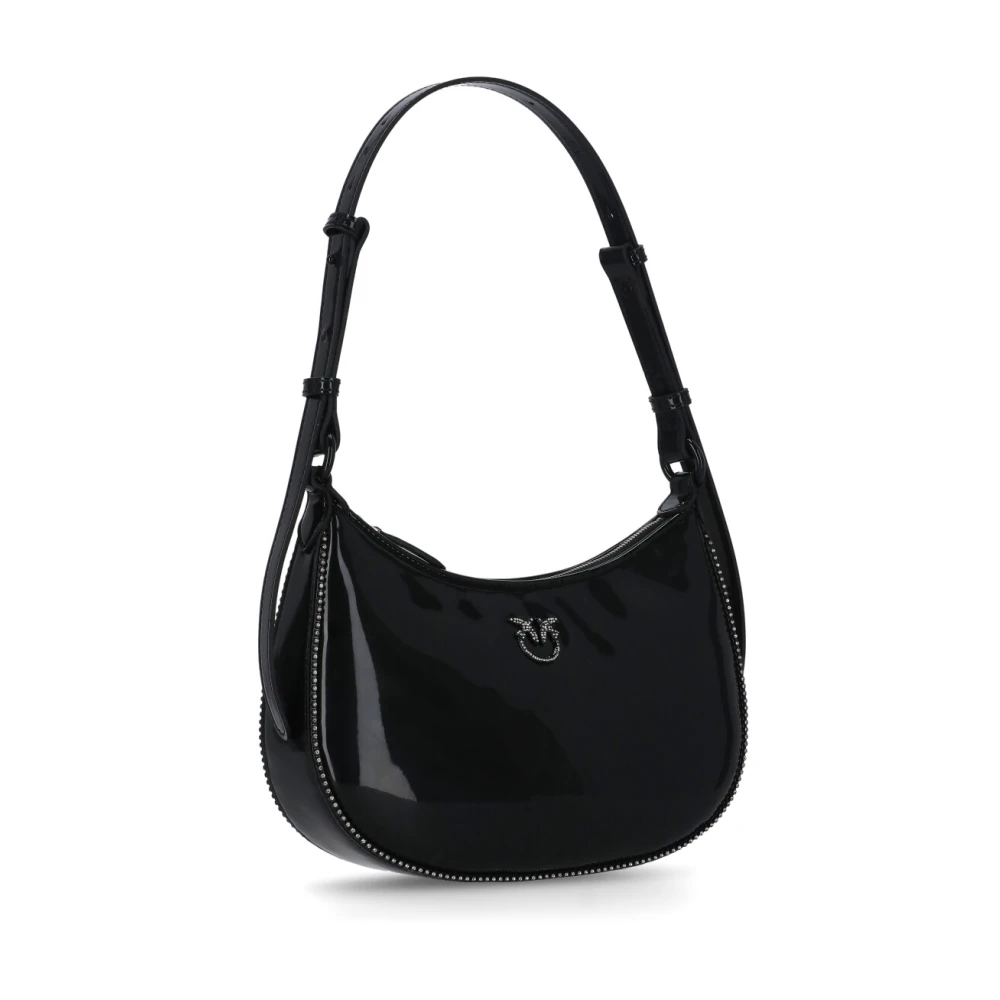 pinko Zwarte leren schoudertas voor vrouw Black Dames