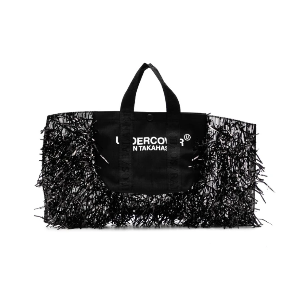 Undercover Zwarte nylon tote tas met franje Black Dames