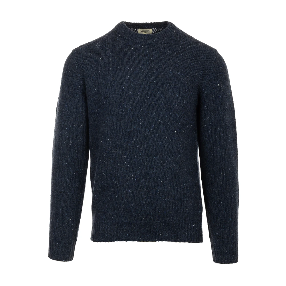 Hartford Blauwe Crew Gebreide Pullover Trui Blue Heren