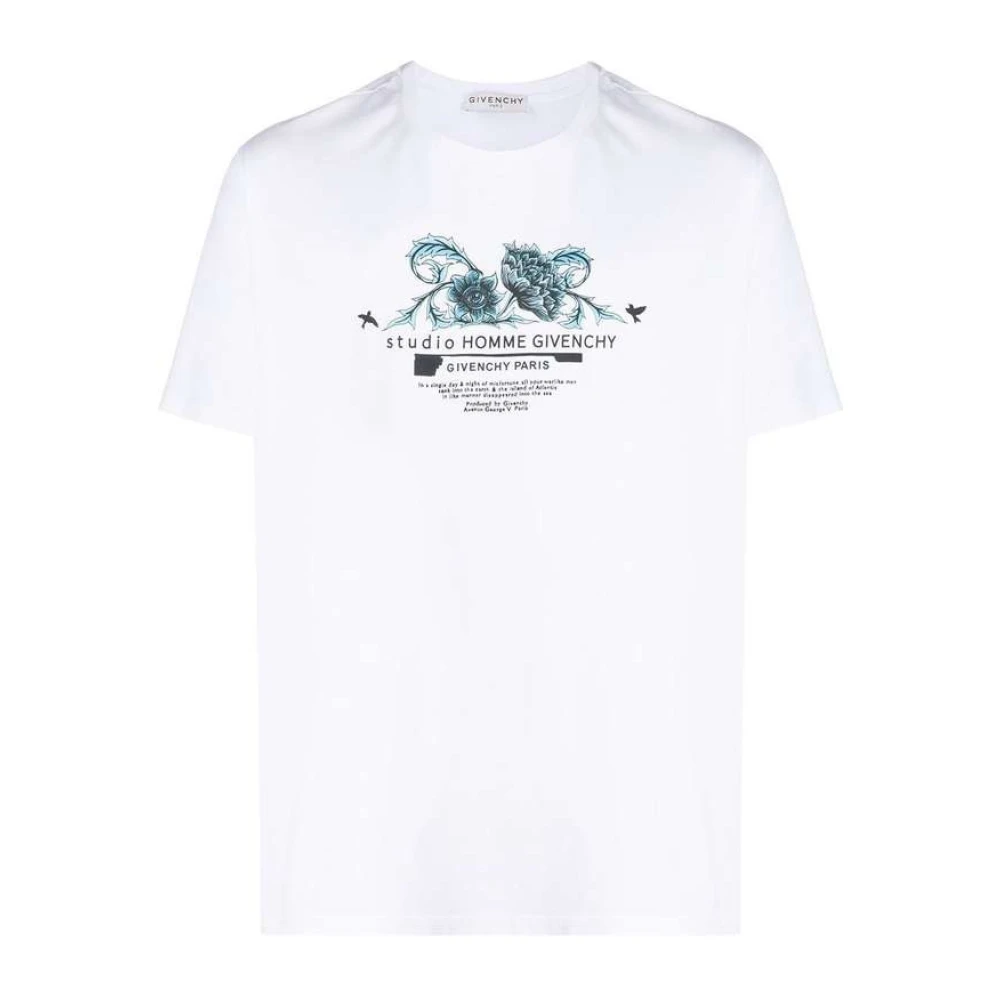 Givenchy Bedrukt Katoenen T-shirt Wit White Heren