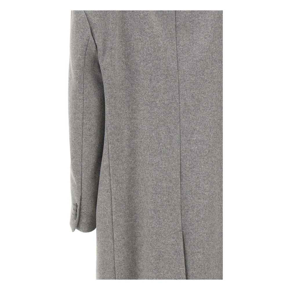 Hevo Lichtgrijze Wollen Jas met Peak Revers Gray Dames