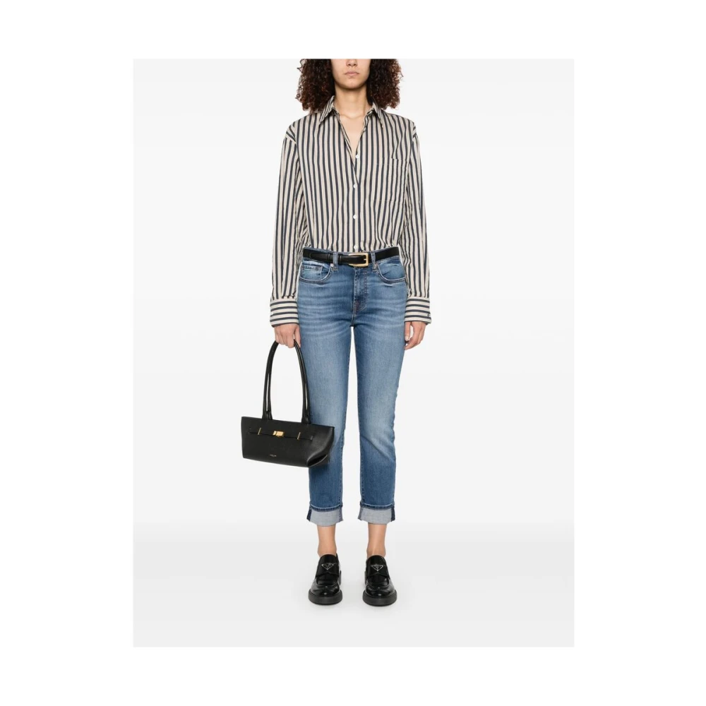 7 For All Mankind Slim Fit Jeans Donkerblauw Blue Dames