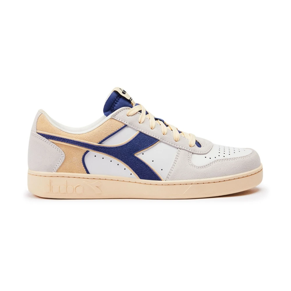 Diadora Men's White Magic Basket Low Suede Leather Sneakers