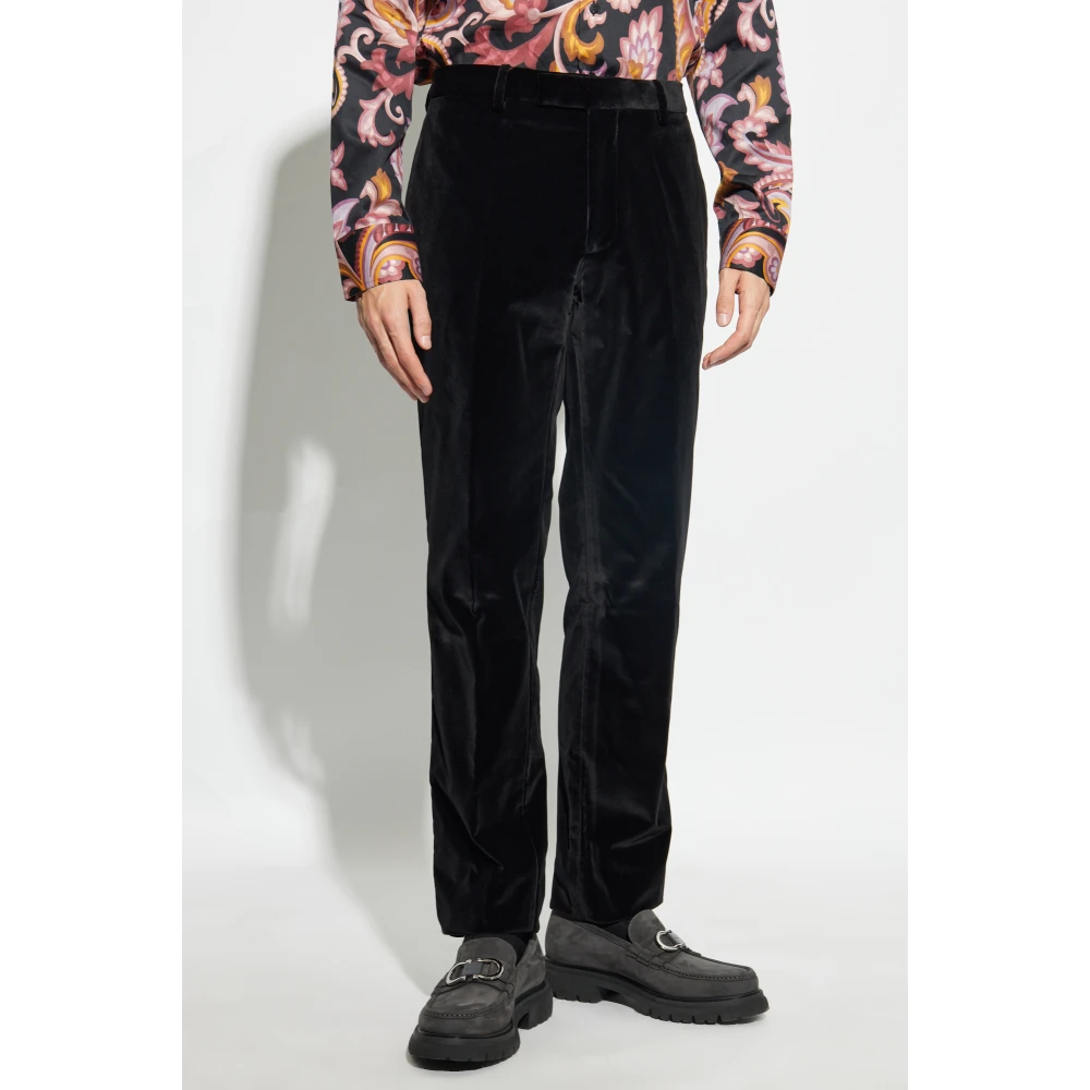 ETRO Fluwelen broek met zijstrepen Black Heren